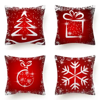 

Christmas Home Decoration Pillow Cases New Style Red Christmas Tree Snowflake Pattern Back Cushion Pillow Covers Wh