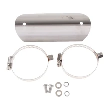 1 pc אופנוע פליטה רעש משתיקי קול צינורות חום מגן כיסוי העקב משמר 2 pc צינור מלחציים אוניברסלי מתאים motobike 51mm פליטה קוטר(China)