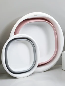 

Household Folding Wash Basin Portable Sink Foot Bucket Washbasin Plastic Foldable Foot Basin Travel Outdoor Camp Basins