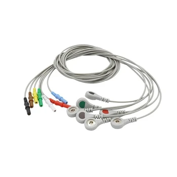 

New DIN 1.5mm Style ECG Cable 5 Lead Wires AHA/ IEC Snap