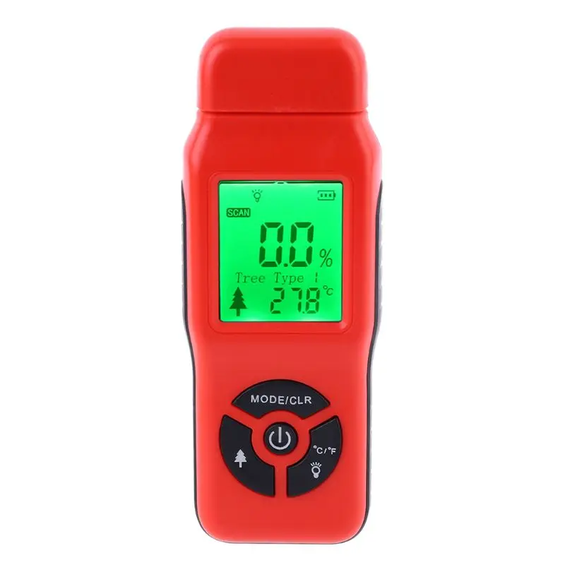 Wood Moisture Meter Humidity Tester Timber Damp Bamboo Paper Detector 2%~70% M89B - Цвет: Красный