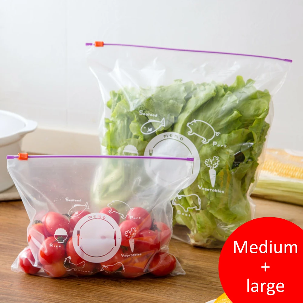 10/20pcs /set Organizer Reusable Fresh Zipper Bag Freezing Food Wrap