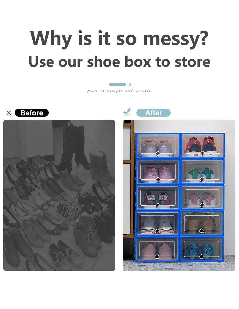 6pcs Transparent Shoe Storage Boxes - Best Show Storage Boxes Available in 7 colors