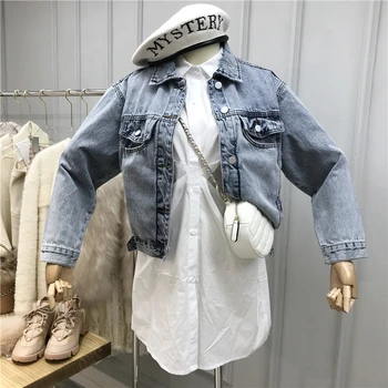 

2020 Spring New Jeans Jacket Female Pockets Jackets Loose Long-Sleeve Denim Coat Top Womens Casual Jean Coats Outwear Femininas