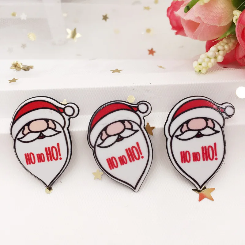 

Colorful Oh Oh Oh! Christmas Santa Claus Flat back Acrylic Sheet Miniature pattern 8 PCS Applique DIY Scrapbook Home Decor Craft