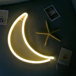 Moon Neon Sign Lights for Bedroom Wall Decor USB or Battery LED Neon Night Light Wall Decoration Room Decor for Girls Kids G