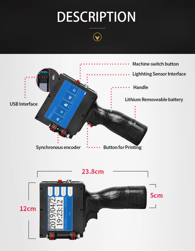 Industry expiry date code bottle inkjet printer large character hand jet printer Portable vertical wall inkjet printer