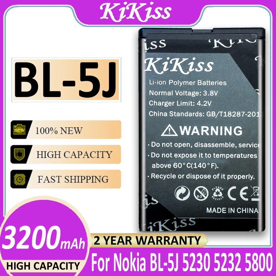 3200mAh Phone Battery BL-5J For Nokia 5230 5233 5800 3020 XpressMusic N900 C3 Lumia 520 525 530 5900 BL5J BL 5J Track NO | Мобильные