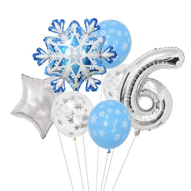 Set Snowflake Number Foil Balloons Confetti Latex Balloon Winter Kids Birthday Party Decoration Elsa Frozen Party Supplies