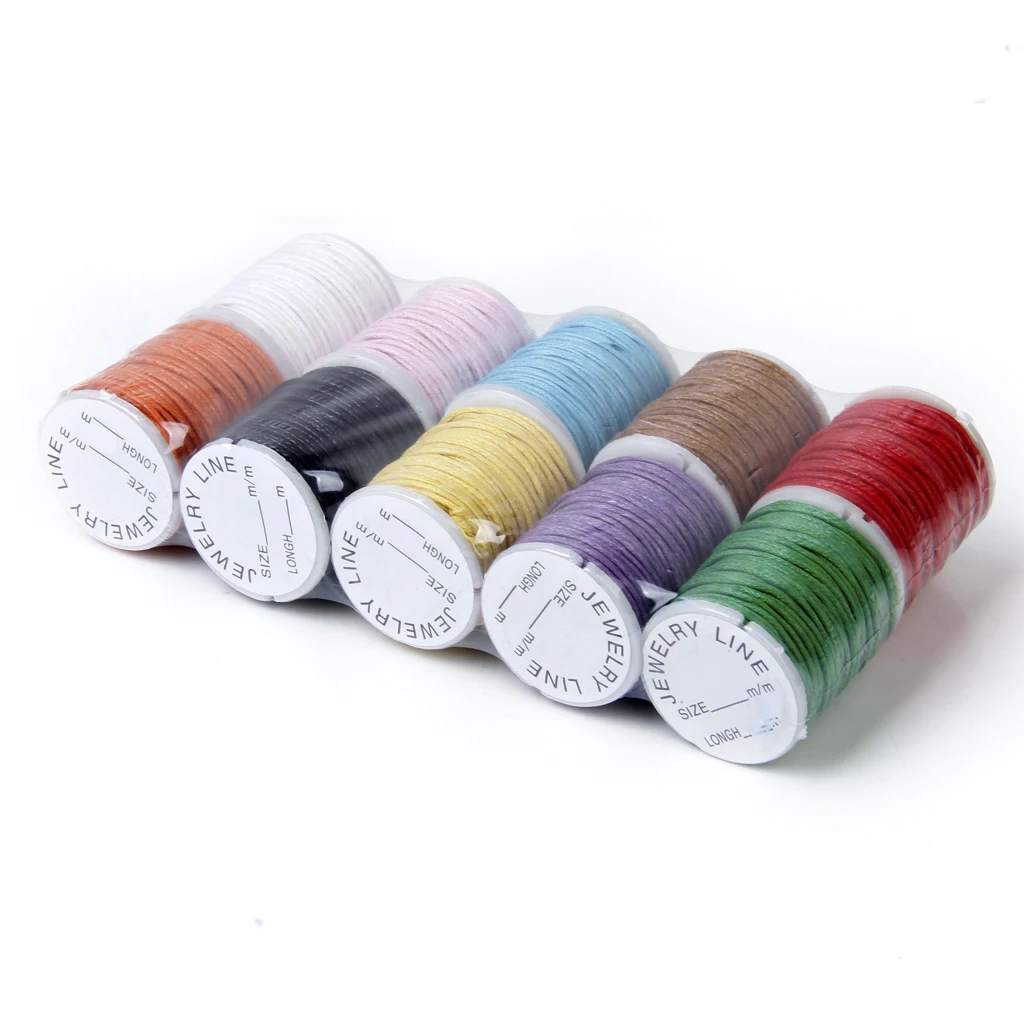 10 Rolls Mix-Colors Waxed Cotton String Beading Thread 1mm for Jewelry Craft DIY