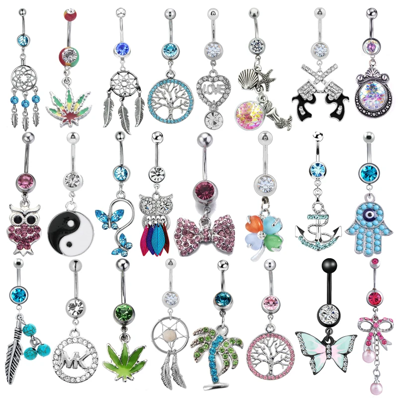1pc Crystal Belly Rings Trendy Piercing Ombligo Dangle Belly Bar