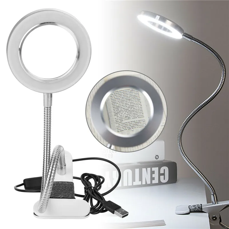 

ZANCAKA Clip Table Lamp with Magnifying Glass Lamp Student Eye Protection Reading Light Beauty Makeup Lamp Portable Desk Lamp