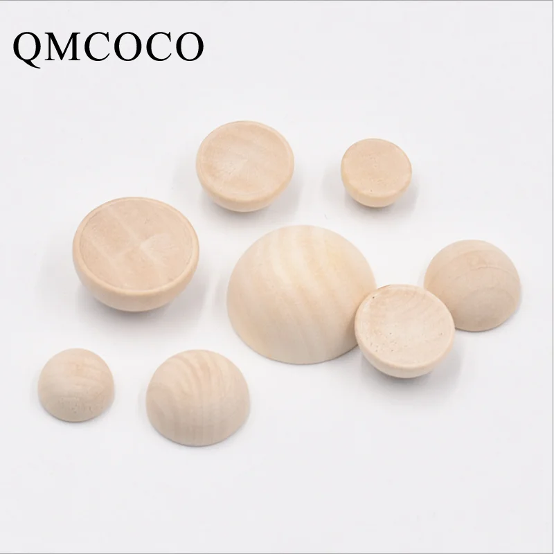 12 15 20 25 30 40 50mm Natural Color Half Round Wooden Beads DIY Crafts Jewelry Tools Custom Hemu Loose Beads Crafts Accessories