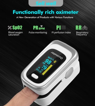 

Portable Finger Pulse Fingertip Oximeter PR PI Blood Oxygen Respiratory Rate Oximetro Pulsioximetro With Storage Box Home family
