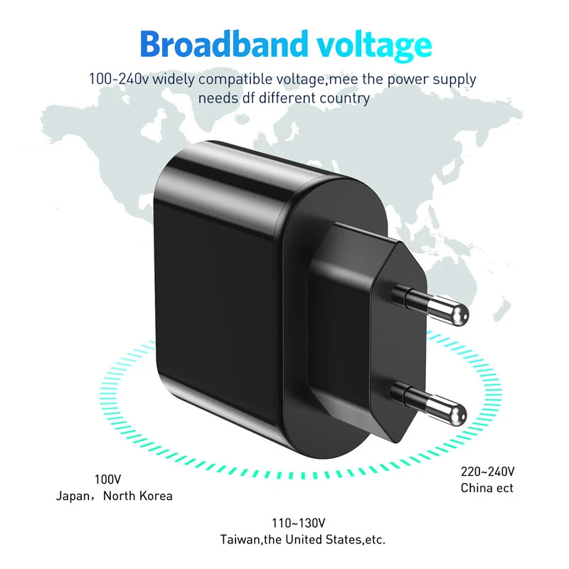 Быстрое зарядное устройство 4 0 3 18 Вт USB Type C PD быстрое с европейской вилкой