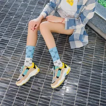 Женские носки в европейском и американском стиле; женские носки с алфавитом; сезон осень-зима; хлопковые носки в японском и корейском стиле