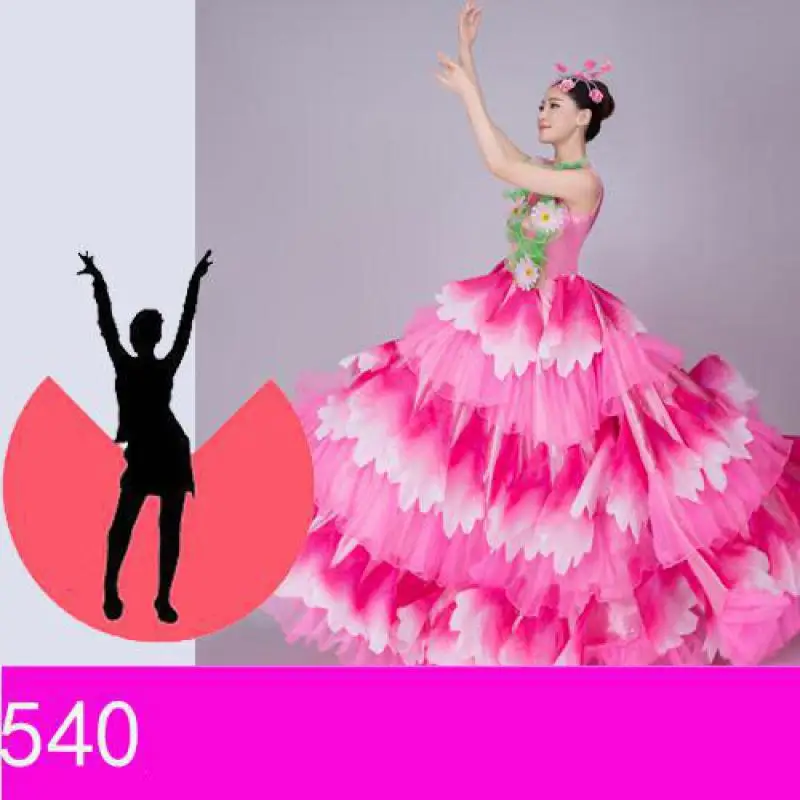 Vestidos Largos De Fiesta, цветочный костюм для преуспевающего танца, платье-компаньон, сценическое платье, большая юбка, платье, костюм - Цвет: Photo Color