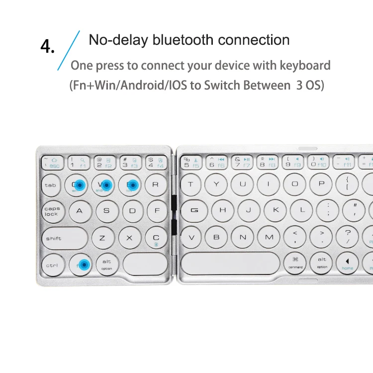 [AVATTO] Bluetooth Беспроводная складная клавиатура с тачпадом, складная BT мини клавиатура для телефона планшета ноутбука ПК ipad iphone