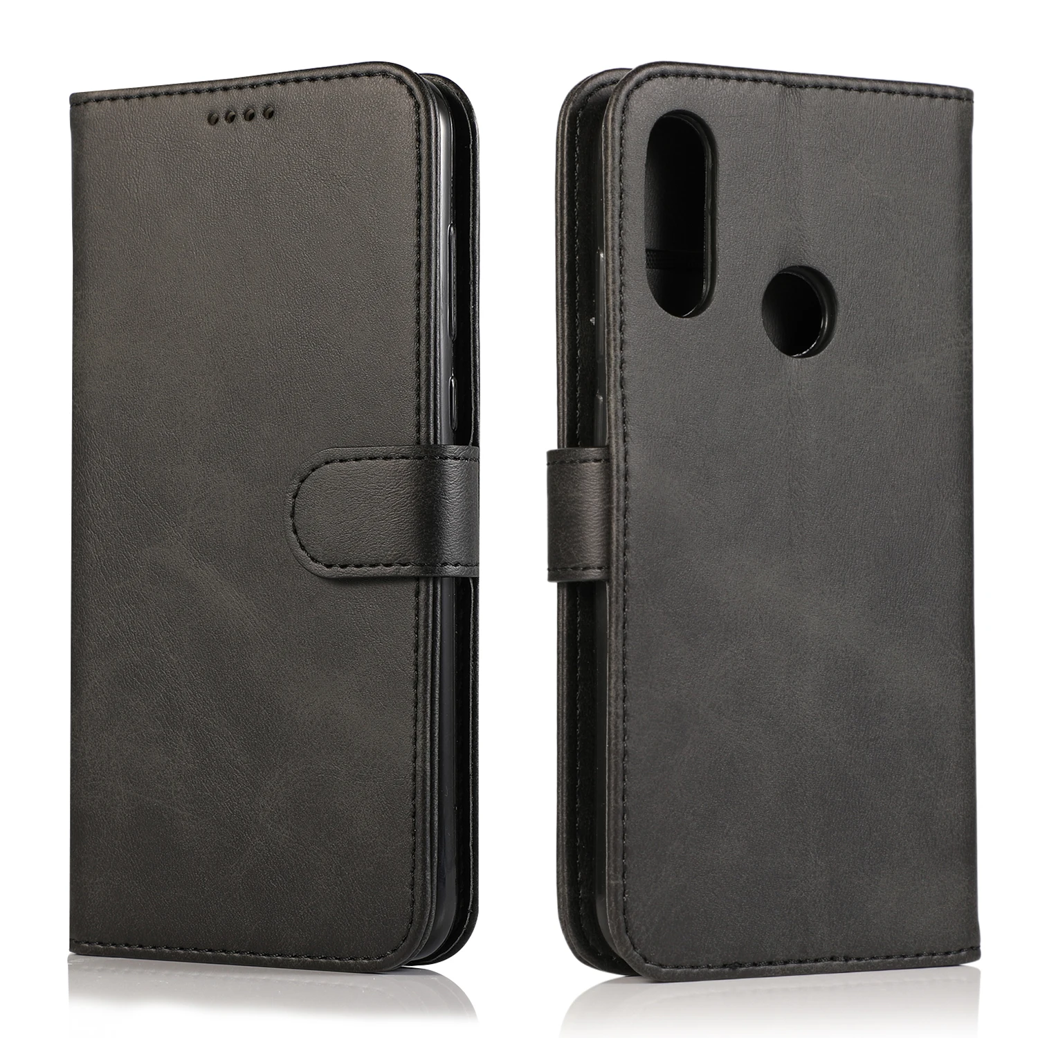 Черный Кожаный чехол для Honor 8A 7A 7C 9X Pro 8S 10i 10 Lite 8X 8C Чехол-книжка чехол на huawei P30 P20 Lite Y6 Y7 Prime Y5 - Цвет: Черный