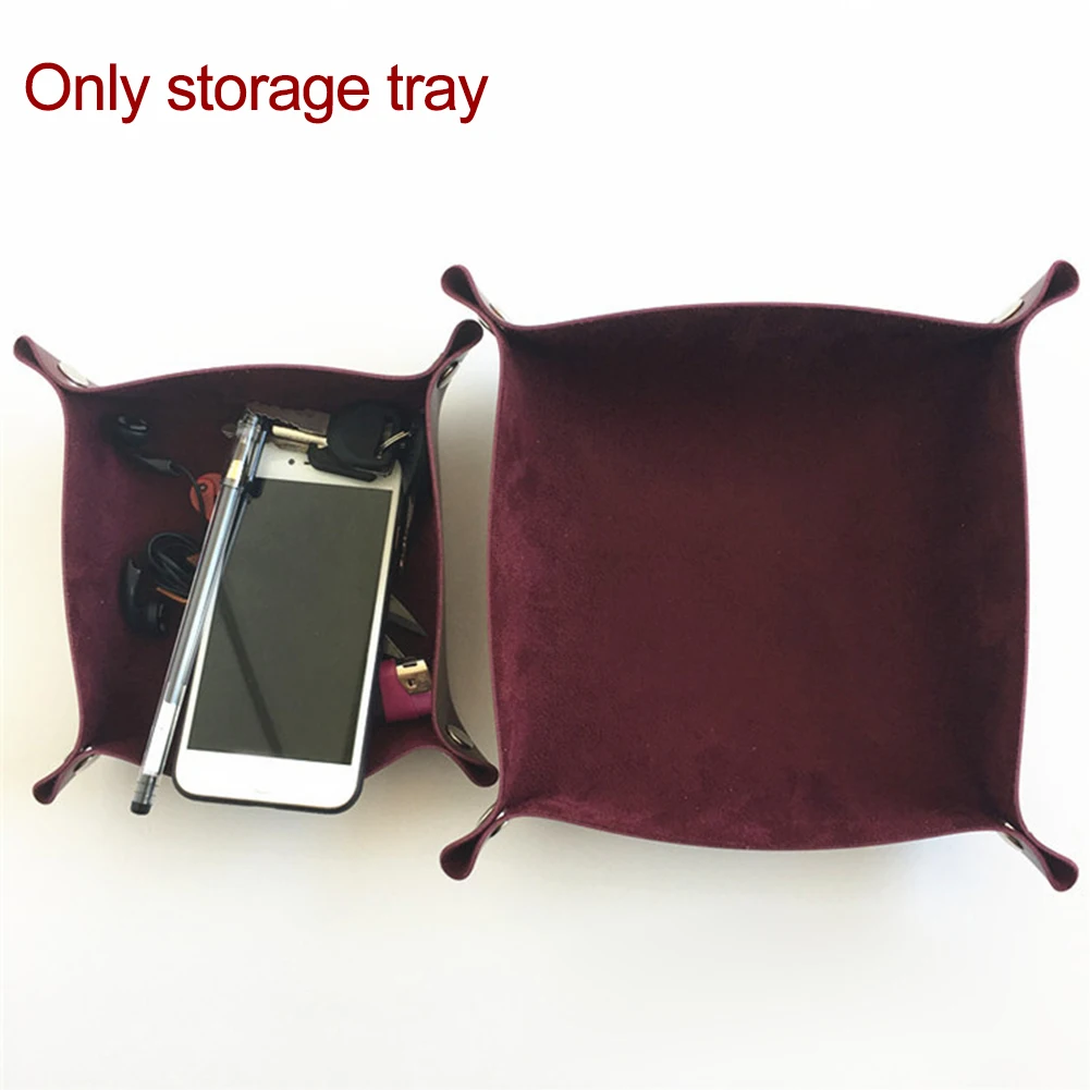 Key Coin Display With Snaps Table Games Storage Tray Desktop Foldable Party Supplies Dish Organizer Home PU Leather Nordic Style