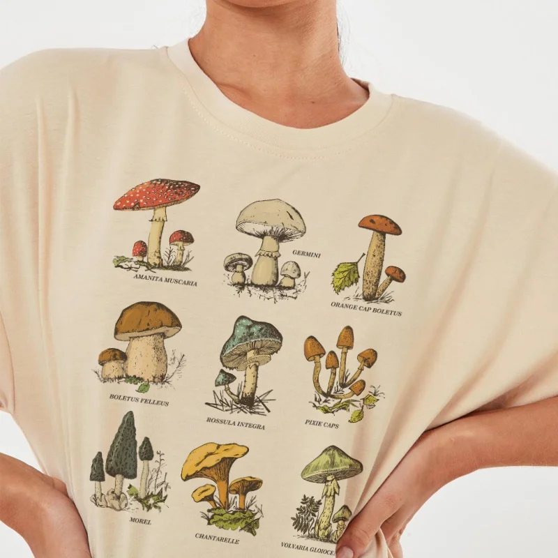 

hahayule-JBH Mushroom Vintage Illustration Tshirt ,Mycology T Shirt ,Vintage Nature Shirt ,For Men For Women ,Historical Fungi