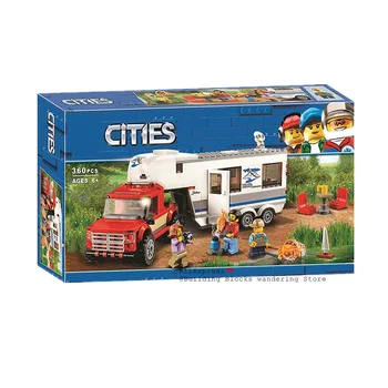 

With box lepining City Series The Pick Up Truck Caravan Camper Building Blocks Brick Educational Toys For Children Gift