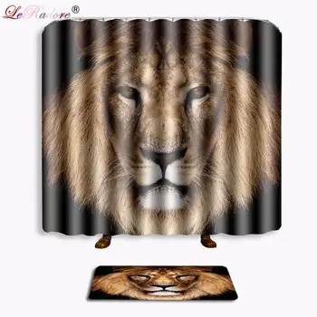 

LeRadore Hippie Style Bathroom Curtain 3D Animals Print Shower Curtains and Non-slip Bath Mat Set for Doormat Free Shipping