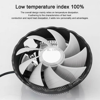 

RGB LED Light Heatsink Cooling Fan Silent CPU Cooler for LGA 775 AM2 Dropship