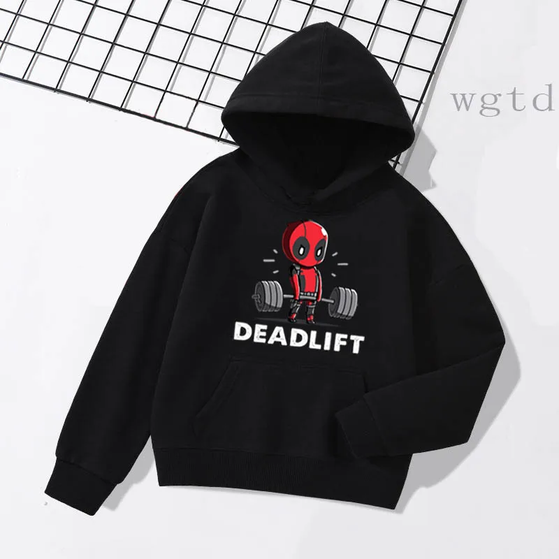 Толстовка с капюшоном deadlift; детские толстовки для мальчиков и девочек; Spider-man с Deadpool для малышей; сезон осень-зима; теплые толстовки с капюшоном для девочек; детская одежда для девочек