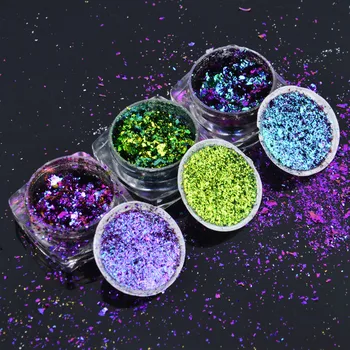 

6 Boxes Bling Sequins Nail Art Irregular Chameleon Magic Effect Multicolor Flakes Nail Glitter Power 3D Holo Paillette