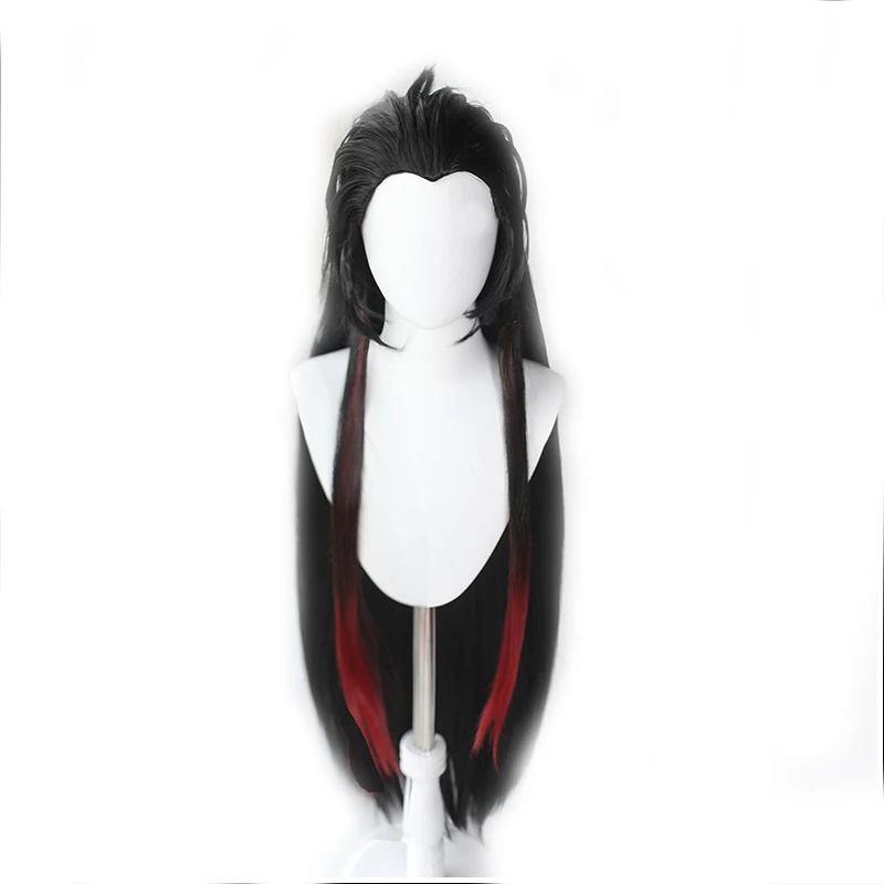 

Game LOL The Unforgotten Yone Cosplay Wigs Black Red Long Straight Synthetic Hair Carnival Halloween Party Role Play + Wig Cap