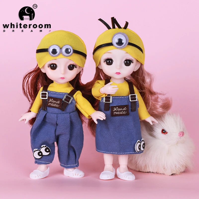 New 1/12 Lovely BJD Dolls With Clothes 16 CM 13 Joint Movable Kwaii Long Cruls Fashion Dress Headwear Dress up Doll for Girl Toy cheburashka plush toy monkey with clothes doll new russia anime baby kid kwaii sleep appease doll toys for children