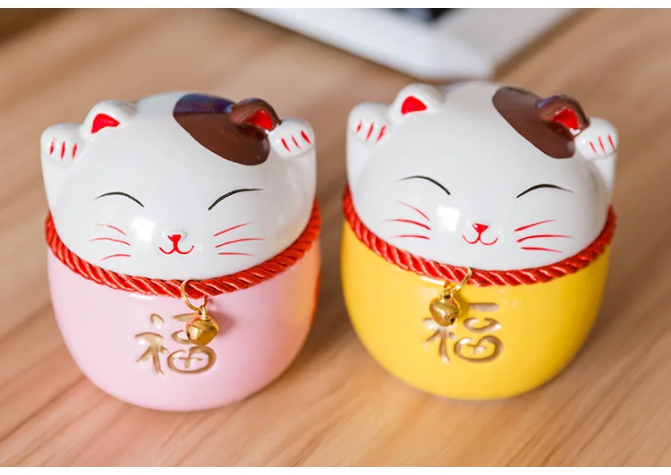 Керамические изделия в китайском стиле Lucky Cat маленькое украшение Милая мультяшная копилка свинья подарок для детей сувенирная банка для хранения орнамент