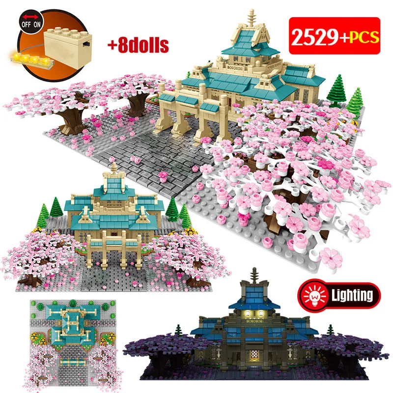 2529PCS Cherry Blossom Season City Street View Tree House Flower Building Blocks Architecture Model Bricks Toys Children Adult | Игрушки и