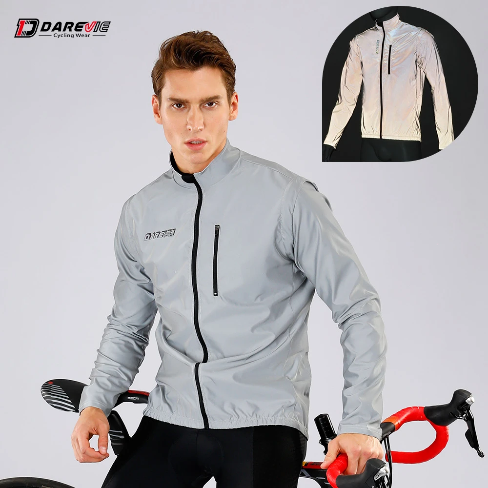 Darevie Cycling Jacket Full Reflective Cycling Jacket Removable Sleeves