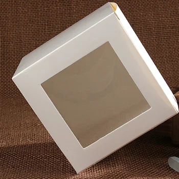 

10pcs Square white paper paper soap box with pvc window,plastic window paper gift box, paper packing window gift box