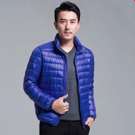 Брендовая осенне-зимняя легкая пуховая куртка мужская мода с капюшоном короткое большое ультратонкое легкое молодежное тонкое пальто 5XL - Цвет: Royal blue