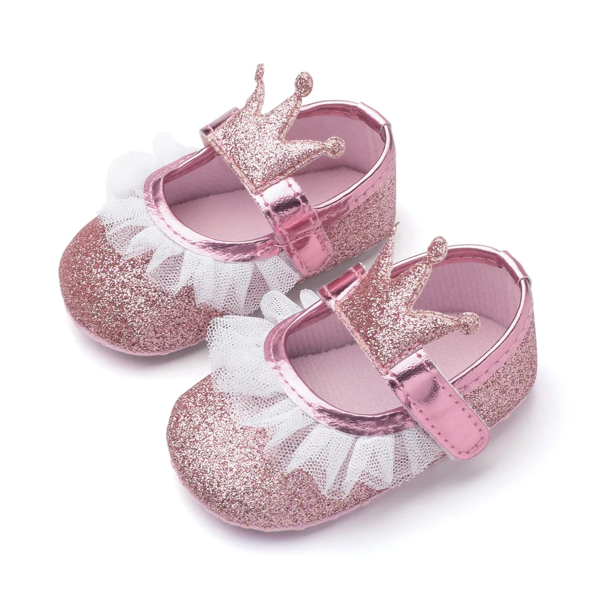 Emmaaby/кружевная Лоскутная обувь принцессы с блестками для маленьких девочек; удобная Милая обувь для маленьких девочек с мягкой подошвой; высокое качество; Лидер продаж - Цвет: Розовый