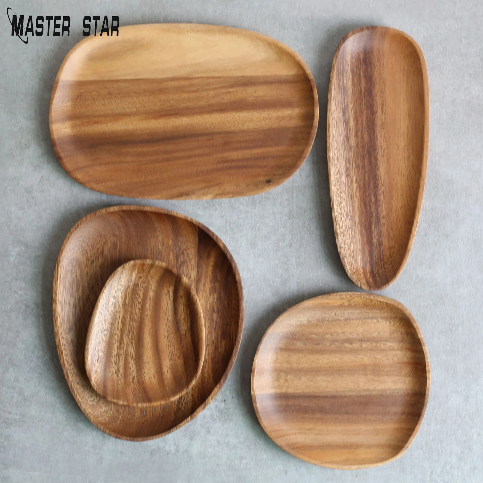 

Master Star Irregular Acacia Wood Plate Special-shaped Solid Wood Tray Sushi Cake Plate Wooden Kitchen Plate