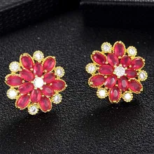 Модный дизайн медь микро проложить кубические циркониевые кристаллы цветок серьги-гвоздики массивные Стразы для женщин CZ ювелирные изделия