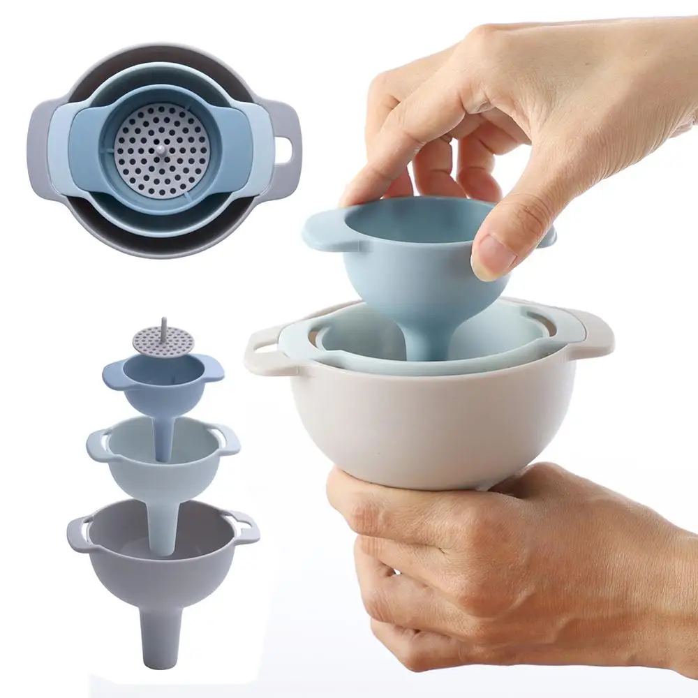 

Kitchen Four-in-one multi-function funnel set Plastic Funnel Suit for Transferring of Liquid Fluid Dry Ingredients and Powder