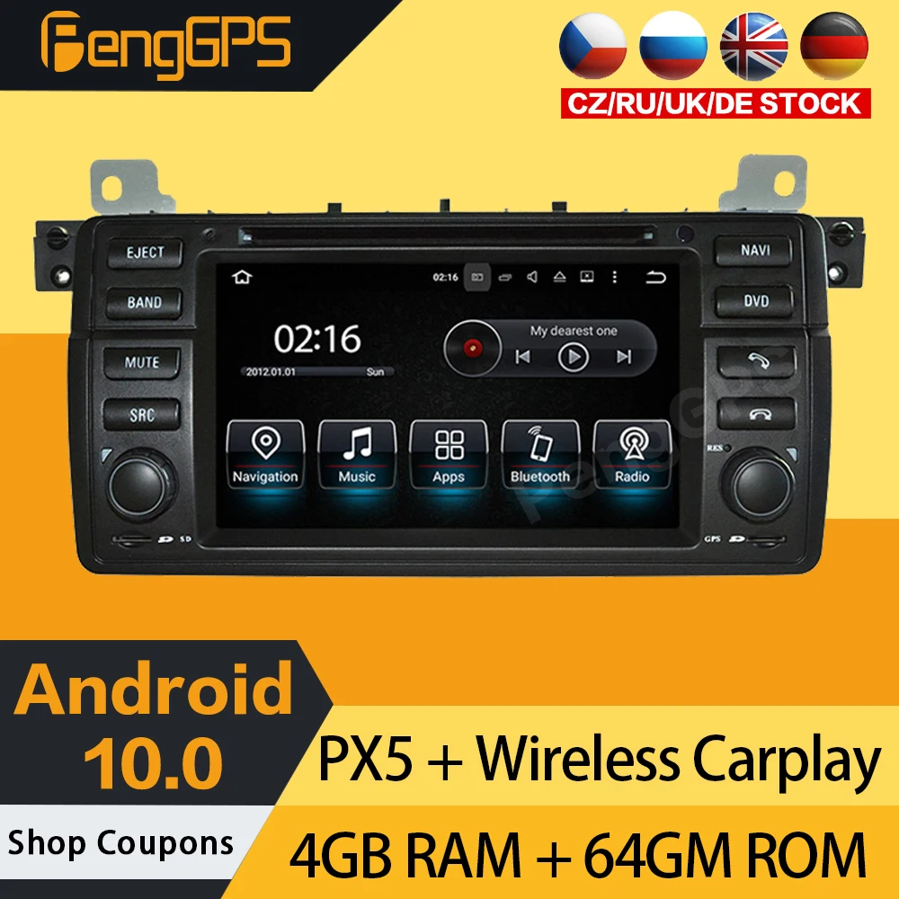 Android 10.0 Cd Lettore Dvd Per Bmw E46 M3 1998-2005 Radio Multimedia Touchscreen Navigazione Gps Unità Principale Carplay Stereo 8Core