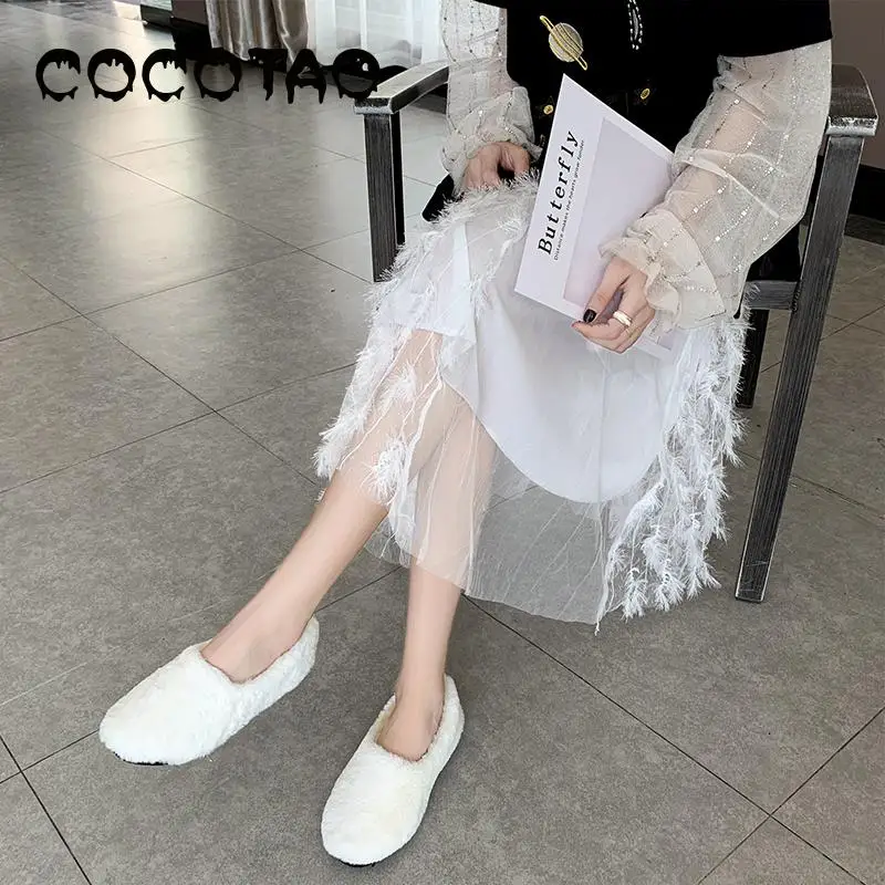 

2019 New Peas Shoes Female Winter Students Flat Cotton Shoes Korean Version Of The Wild Set Of Feet Shallow Mouth Plus Velvet