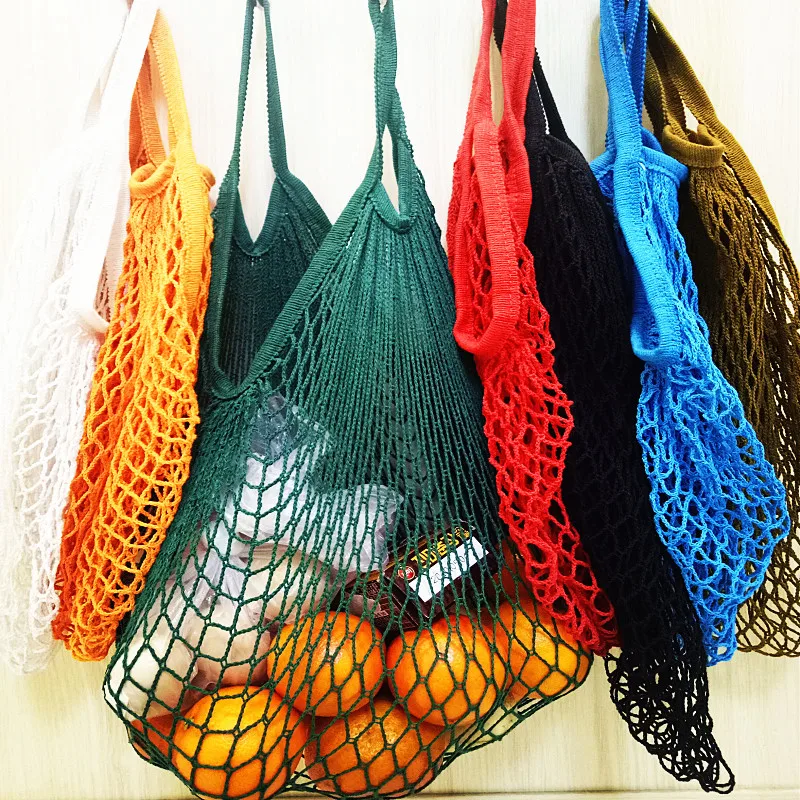 

Portable Reusable Grocery Bags Fruit Vegetable Bag Washable Cotton Mesh String Organic Organizer Handbag Short Handle Net Tote