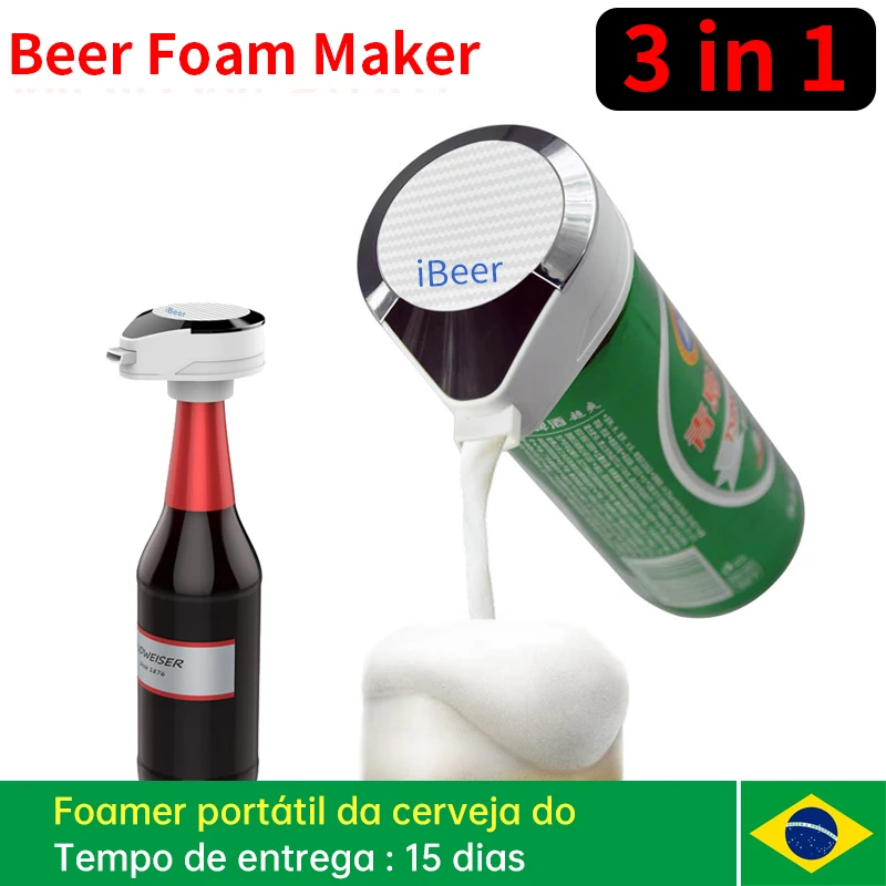Ultrasonic Wave Canned Beer Foamer Machine, Beer Milk Like Foam Frother Handheld Size,Portable Drink Mixer, Fun Beer Accessories Kitchen Gadgets for