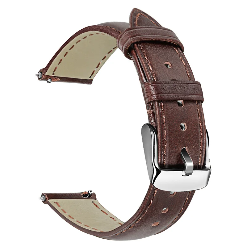 Crazy Horse ремешок из натуральной кожи для samsung Galaxy Watch Active 2 40 мм 44 мм Мужской Женский ремешок для часов Active2 быстросъемный ремешок - Цвет ремешка: Dark Brown S