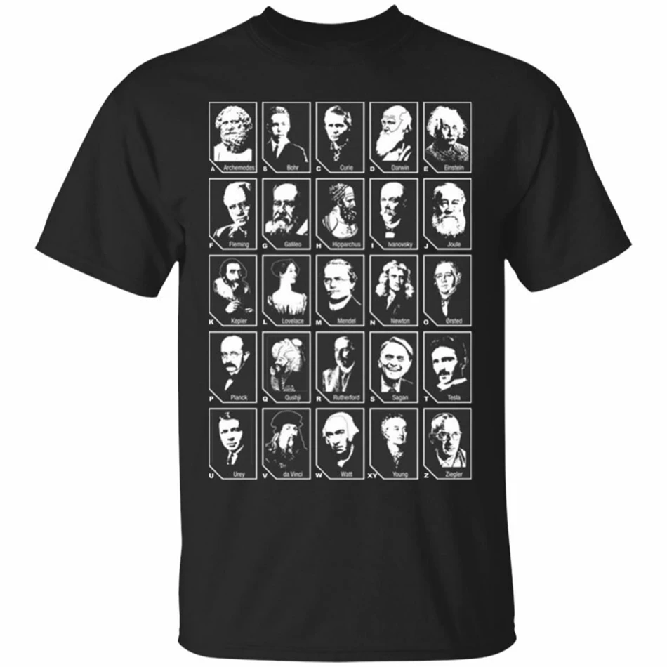 A-Z Of Scientists Men'S T-Shirt Funny Science Tee Shirt Short Sleeve S-3Xl Festive |