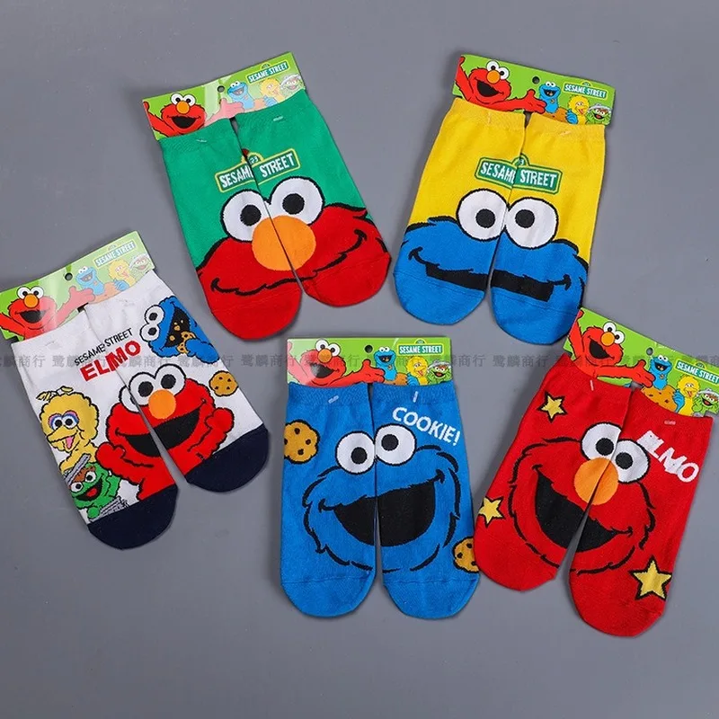 Женские мягкие носки в стиле аниме Мультяшные женские Elmo Синие Короткие