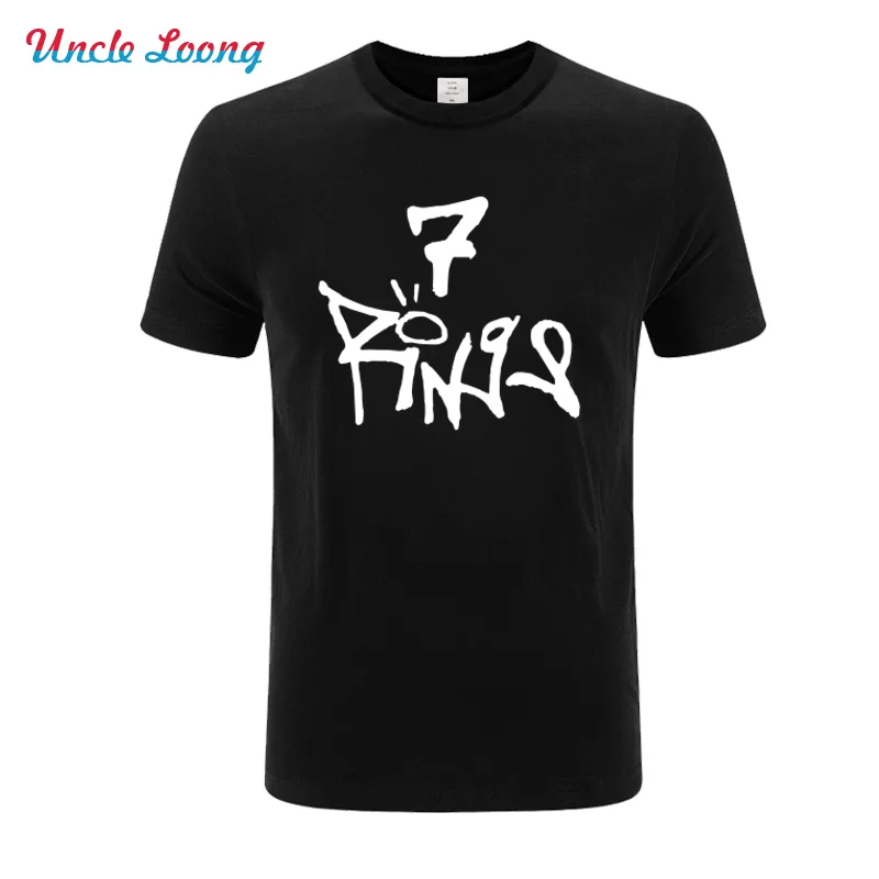

Summer New Man Short Sleeve Summer 7 Rings Album Graphic Print Funny Men T-Shirt High Quality Tshirt Men Tops