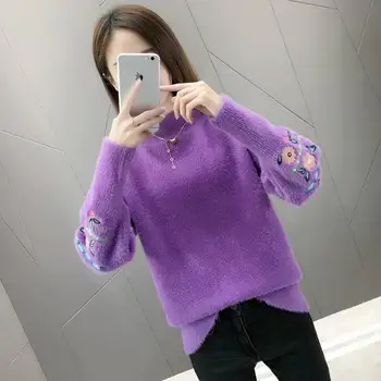

Large Size Long Sleeves Sweater Water Velvet Turtleneck Sweater Cashmere Warm Pullover Sweater Winter Women